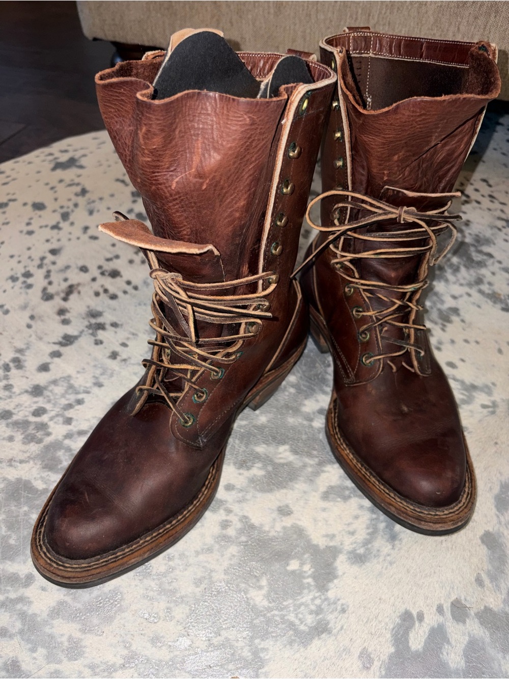 Men's Red Dawg Lace to Toe Vibram Brown Leather Work Boots
